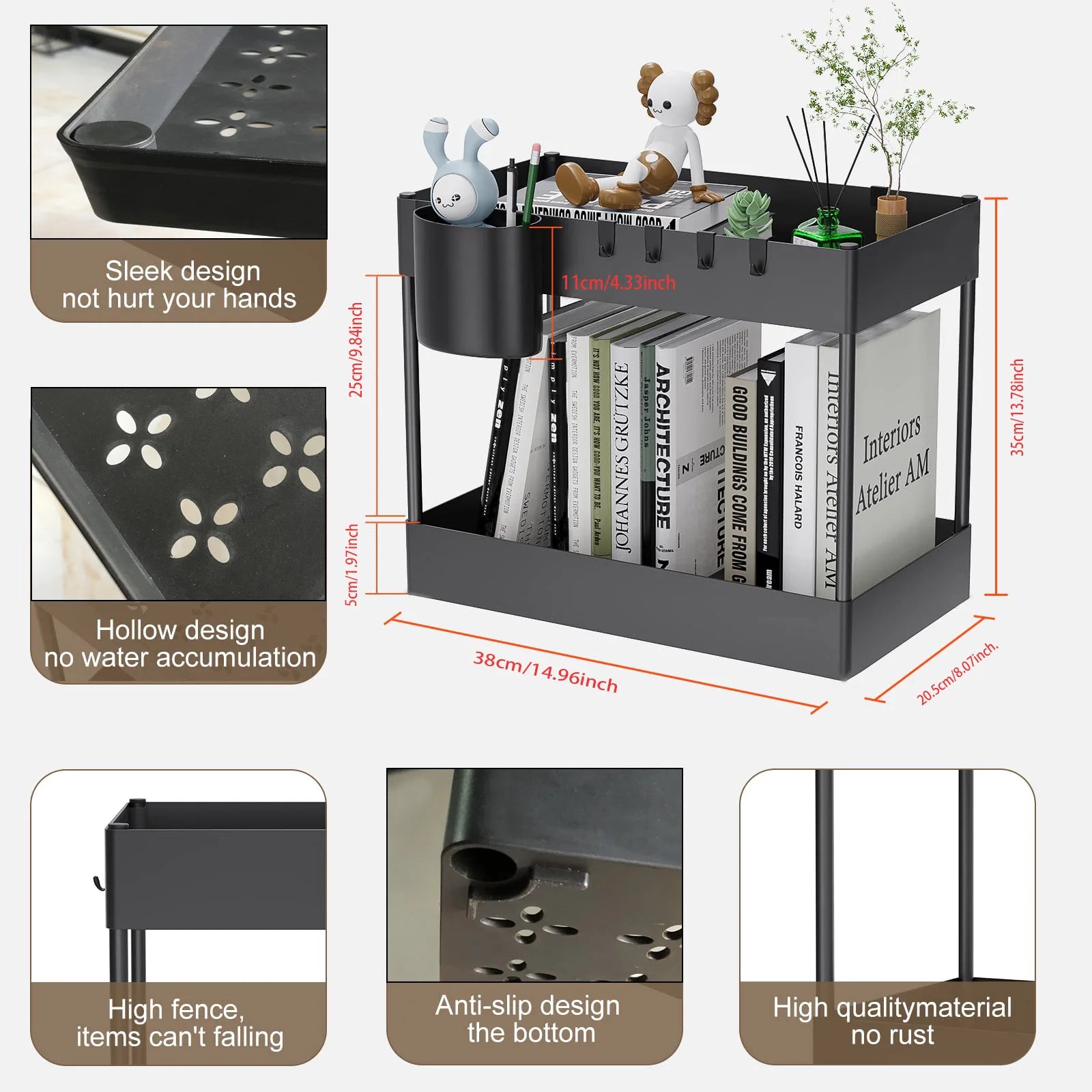 Under Sink Organizer and Storage, Kitchen Organization Rack with Double Sliding Cabinet Drawers, Multi-Purpose Storage Shelf Hol